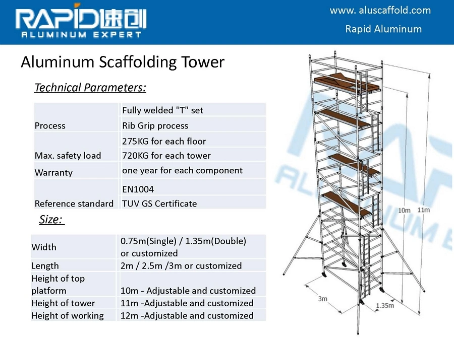 Aluminum Scaffolding Formwork Building Steps Truss Ladder Mobile Tower Scaffold System